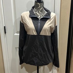 Quarter Zip Athletic Pullover In Grey & Taupe